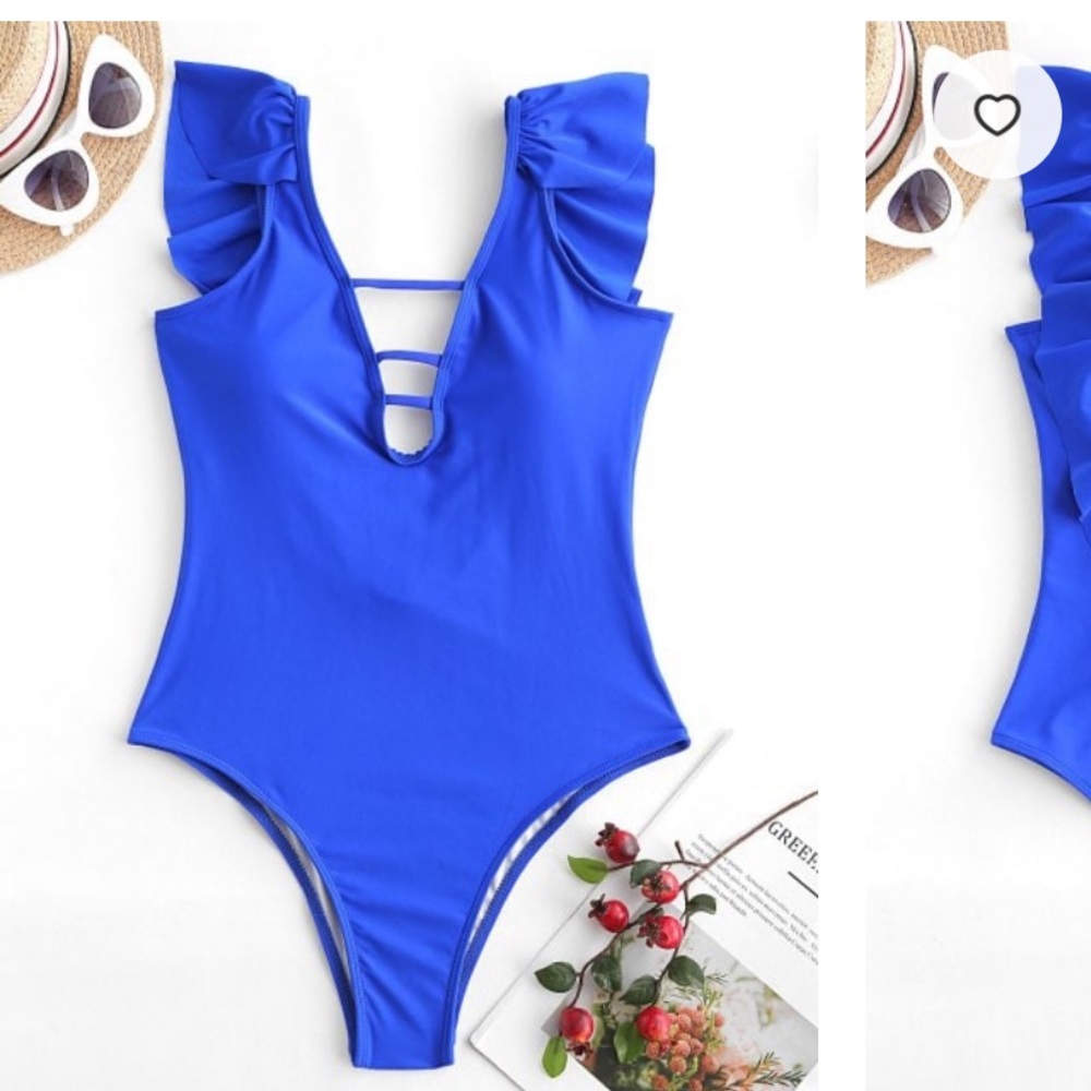 NEW W/ TAG! Blue Ruffled One Piece